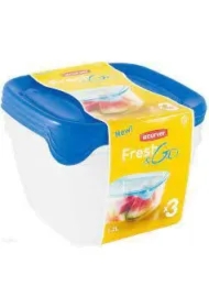 Curver zestaw pojemników kwadratowych fresh&go niebieski/ transparentny
