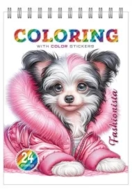 Kolorowanka 148x210 z naklejkami 12 stron Pieski