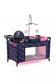 Łóżeczko dla lalki granatowe z akcesoriami