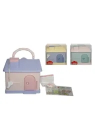 Skarbonka z uchwytem zamykana na klucz domek MIX