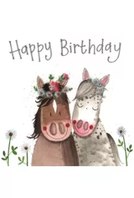 Karnet Urodziny S381 Uśmiechnięte konie