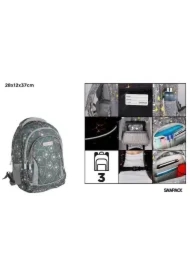 Plecak trzykomorowy Dmuchawce grafitowy 28x12x37cm