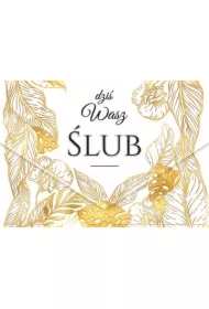 Karnet A5 ślub Złote liście