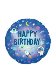 Balon foliowy holo Happy Birthday Kosmos 46cm