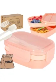 Lunch box śniadaniówka pudełko śniadaniowe z przegródkami dzielone morelowe