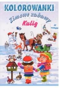 Zimowe zabawy. Kulig. Kolorowanki