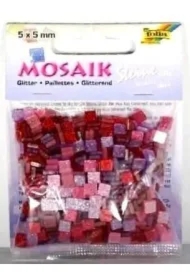 Mozaika kamyczki brokatowe 5x5mm różowe