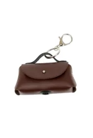 Torebka skórzana do woreczków na odchody, brązowa