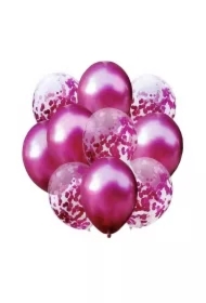 Balony róż metalik i konfetti