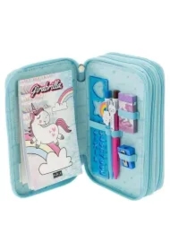 Piórnik z wyposażeniem błękitny