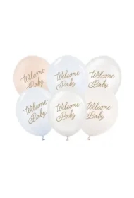 Balony Welcome Baby mix niebieski 30cm