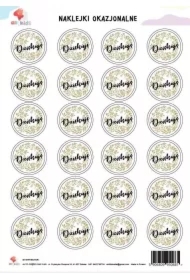 Naklejki okrągłe Dziękuję A4