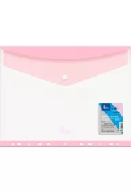 Koperta A4 PP na zatrzask perfor. różowa (6 szt)