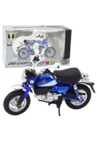 Motocykl retro metalowy ze światłem niebieski 1:12
