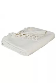 Narzuta na łóżko 160x220 frędzle kremowa