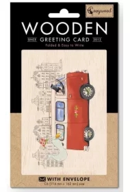 Karnet drewniany C6 + koperta Ślub kamper