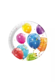 Talerzyki papierowe Sparkling Balloons 20cm 8 szt