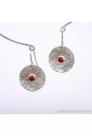 Słońce z Karneolem, kolczyki nieoksydowane