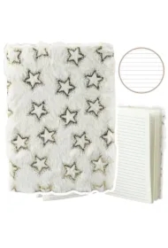 Notatnik pluszowy A5/80K linia Złote gwiazdki