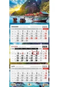 Kalendarz 2026 trójdzielny płaska główka Tajlandia