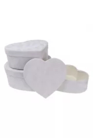 Pudełko Flower Box 3 szt welur serce białe