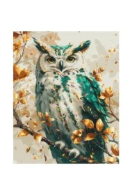 Malowanie po numerach - Gold szmaragdowa sowa