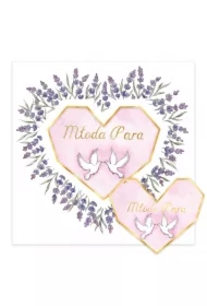 Karnet KW ślub lawendowe serce