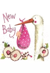 Karnet Narodziny S291 Dziewczynka Bocian