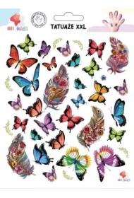 Tatuaże zmywalne dla dzieci Pióra motyle XXL