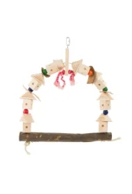 Huśtawka, dla ptaków, drewniana, 41 x 41 cm, z bawełnianym sznurkiem