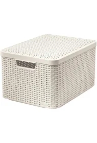 Curver koszyk L z pokrywą kremowy