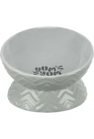 Miska podwyższona, dla psa, ceramika, szara, 17 cm