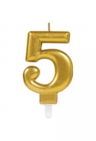 Świeczka cyferka 5 Sparkling Celebrations złota