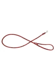 Smycz dla psa okrągła, Serpente, czerwona, skórzana nikiel, 8mm/120cm