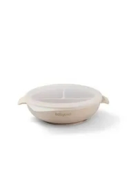 Silikonowy talerz z przyssawką i przykrywką beżowy