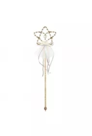 Różdżka z perełkami biało-złota gwiazda Coralina