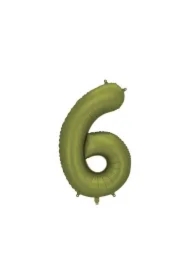 Balon foliowy cyfra 6 86cm oliwkowy