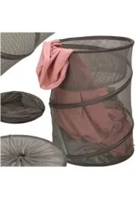 Kosz na ubrania pranie składany wiszący siatkowy na zabawki przenośny organizer szary