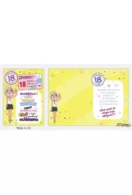 Karnet Party naklejany B6+koperta Urodziny 18 wz21