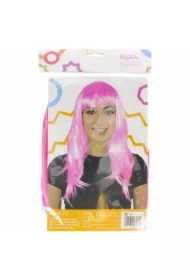 Ozdoba karnawałowa Peruka Długowłosa różowa
