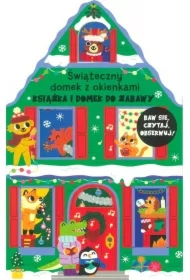 Książka i domek do zabawy. Świąteczny domek z okienkami
