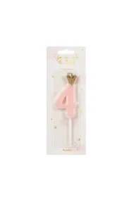 Świeczka urodzinowa 4 jasny różowy 9,5cm