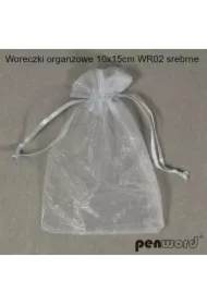 Woreczki organzowe srebrne 15x10cm 10 szt