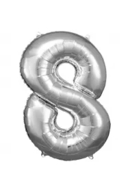 Balon foliowy cyfra 8 srebrna