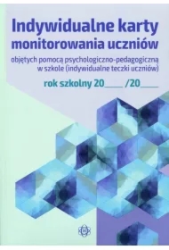 Indywidualne karty monitorowania uczniów objętych pomocą psychologiczno-pedagogiczną w szkole (indywidualne teczki uczniów)