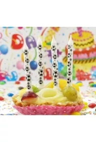 Świeczki urodzinowe Piłki nożne z podstawkami 6 szt