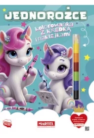 Jednorożce. Kolorowanka z kredką i naklejkami