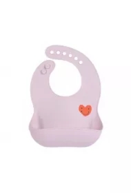 Śliniak silikonowy z kieszonką Happy Rascals Heart lavender