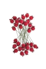 Szronione czerwone jagody 1,5cm 31 szt