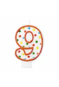 Świeczka cyferka 9 kropki 7,6cm